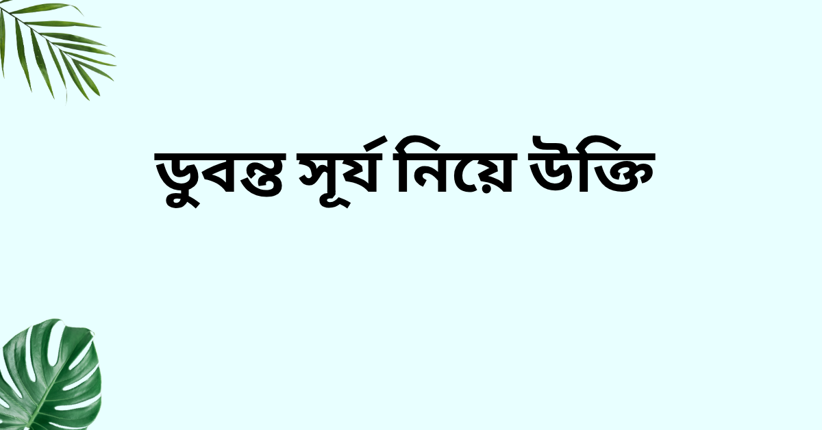 ডুবন্ত সূর্য নিয়ে উক্তি