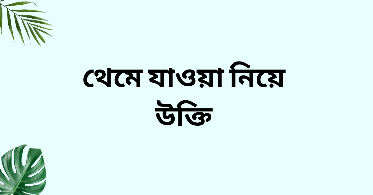 থেমে যাওয়া নিয়ে উক্তি