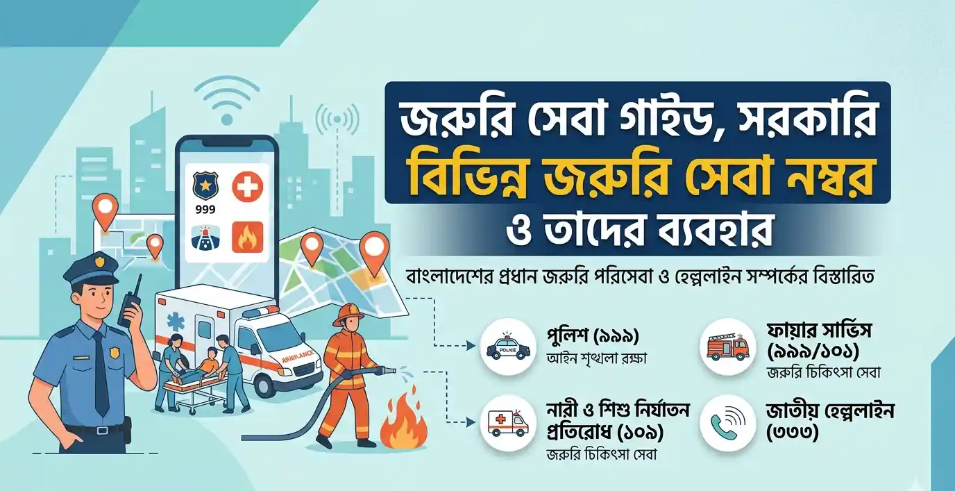 জরুরি সেবা গাইড সরকারি বিভিন্ন জরুরি সেবা নম্বর ও তাদের ব্যবহার