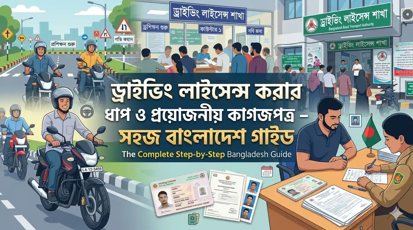 ড্রাইভিং লাইসেন্স করার ধাপ ও প্রয়োজনীয় কাগজপত্র – সহজ বাংলাদেশ গাইড