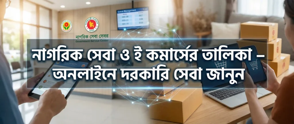 নাগরিক সেবা ও ই কমার্সের তালিকা – অনলাইনে দরকারি সেবা জানুন
