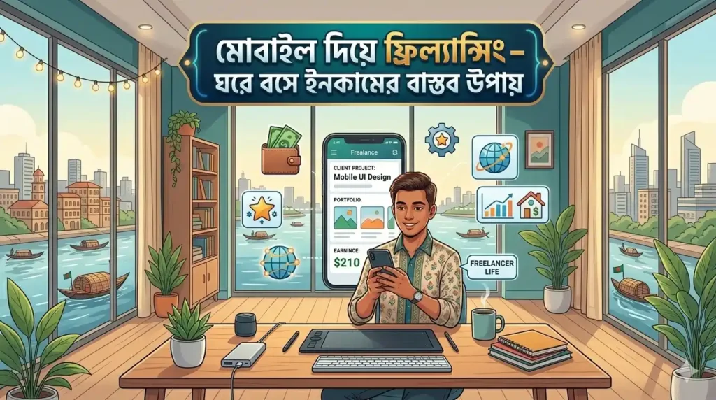 মোবাইল দিয়ে ফ্রিল্যান্সিং – ঘরে বসে ইনকামের বাস্তব উপায়
